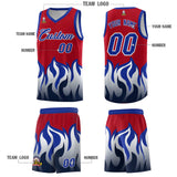 Custom Red Royal Hem Flame Pattern Fashion Sports Uniform Basketball jersey