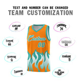 Custom Orange Bright Green Hem Flame Pattern Fashion Sports Uniform Basketball jersey