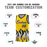 Custom Gold Black Hem Flame Pattern Fashion Sports Uniform Basketball jersey