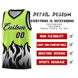 Custom Neon Green Black Hem Flame Pattern Fashion Sports Uniform Basketball jersey