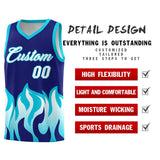 Custom Royal Sky Blue Hem Flame Pattern Fashion Sports Uniform Basketball jersey