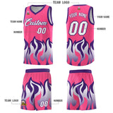Custom Pink Purple Hem Flame Pattern Fashion Sports Uniform Basketball jersey