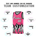 Custom Pink Black Hem Flame Pattern Fashion Sports Uniform Basketball jersey