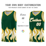 Custom Kelly Green Old Gold Hem Flame Pattern Fashion Sports Uniform Basketball jersey