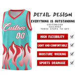Custom Bright Green Light Red Hem Flame Pattern Fashion Sports Uniform Basketball jersey