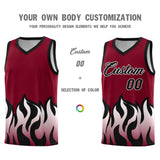 Custom Crimson Black Hem Flame Pattern Fashion Sports Uniform Basketball jersey