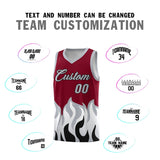 Custom Crimson Gray Hem Flame Pattern Fashion Sports Uniform Basketball jersey