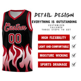 Custom Black Red Hem Flame Pattern Fashion Sports Uniform Basketball jersey