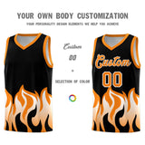 Custom Black Orange Hem Flame Pattern Fashion Sports Uniform Basketball jersey