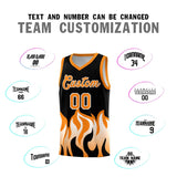 Custom Black Orange Hem Flame Pattern Fashion Sports Uniform Basketball jersey