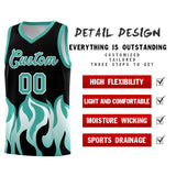 Custom Black Bright Green Hem Flame Pattern Fashion Sports Uniform Basketball jersey