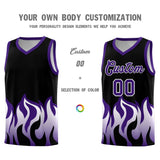 Custom Black Purple Hem Flame Pattern Fashion Sports Uniform Basketball jersey