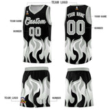 Custom Black Gray Hem Flame Pattern Fashion Sports Uniform Basketball jersey