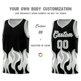 Custom Black Gray Hem Flame Pattern Fashion Sports Uniform Basketball jersey
