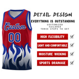 Custom Red Royal Hem Flame Pattern Fashion Sports Uniform Basketball jersey