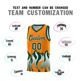 Custom Orange Hunter Green Hem Flame Pattern Fashion Sports Uniform Basketball jersey