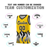 Custom Gold Black Hem Flame Pattern Fashion Sports Uniform Basketball jersey