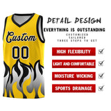 Custom Gold Black Hem Flame Pattern Fashion Sports Uniform Basketball jersey