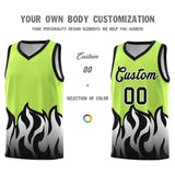 Custom Neon Green Black Hem Flame Pattern Fashion Sports Uniform Basketball jersey