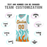 Custom White Orange Hem Flame Pattern Fashion Sports Uniform Basketball jersey