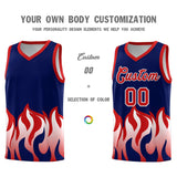 Custom Navy Red Hem Flame Pattern Fashion Sports Uniform Basketball jersey