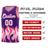 Custom Purple Pink Hem Flame Pattern Fashion Sports Uniform Basketball jersey