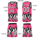 Custom Pink Black Hem Flame Pattern Fashion Sports Uniform Basketball jersey