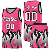 Custom Pink Black Hem Flame Pattern Fashion Sports Uniform Basketball jersey
