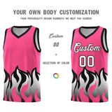 Custom Pink Black Hem Flame Pattern Fashion Sports Uniform Basketball jersey