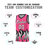 Custom Pink Black Hem Flame Pattern Fashion Sports Uniform Basketball jersey