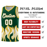 Custom Kelly Green Old Gold Hem Flame Pattern Fashion Sports Uniform Basketball jersey