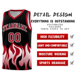 Custom Black Red Hem Flame Pattern Fashion Sports Uniform Basketball jersey