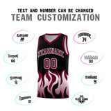 Custom Black Crimson Hem Flame Pattern Fashion Sports Uniform Basketball jersey