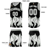 Custom Black Gray Hem Flame Pattern Fashion Sports Uniform Basketball jersey