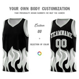Custom Black Gray Hem Flame Pattern Fashion Sports Uniform Basketball jersey