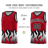 Custom Red Black Hem Flame Pattern Fashion Sports Uniform Basketball jersey