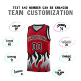 Custom Red Black Hem Flame Pattern Fashion Sports Uniform Basketball jersey
