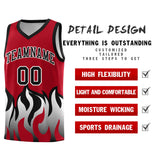 Custom Red Black Hem Flame Pattern Fashion Sports Uniform Basketball jersey