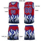 Custom Red Royal Hem Flame Pattern Fashion Sports Uniform Basketball jersey