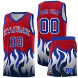 Custom Red Royal Hem Flame Pattern Fashion Sports Uniform Basketball jersey