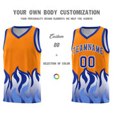 Custom Orange Royal Hem Flame Pattern Fashion Sports Uniform Basketball jersey