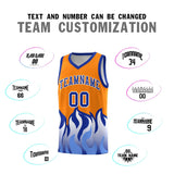 Custom Orange Royal Hem Flame Pattern Fashion Sports Uniform Basketball jersey