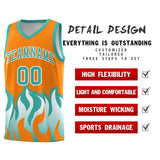 Custom Orange Bright Green Hem Flame Pattern Fashion Sports Uniform Basketball jersey