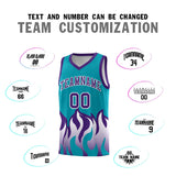 Custom Aqua Purple Hem Flame Pattern Fashion Sports Uniform Basketball jersey