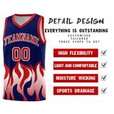 Custom Navy Red Hem Flame Pattern Fashion Sports Uniform Basketball jersey