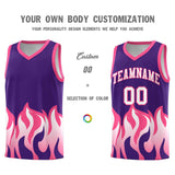 Custom Purple Pink Hem Flame Pattern Fashion Sports Uniform Basketball jersey