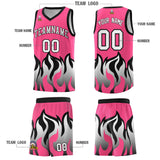 Custom Pink Black Hem Flame Pattern Fashion Sports Uniform Basketball jersey