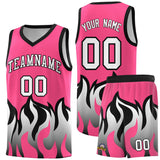 Custom Pink Black Hem Flame Pattern Fashion Sports Uniform Basketball jersey