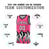 Custom Pink Black Hem Flame Pattern Fashion Sports Uniform Basketball jersey