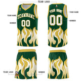 Custom Kelly Green Old Gold Hem Flame Pattern Fashion Sports Uniform Basketball jersey